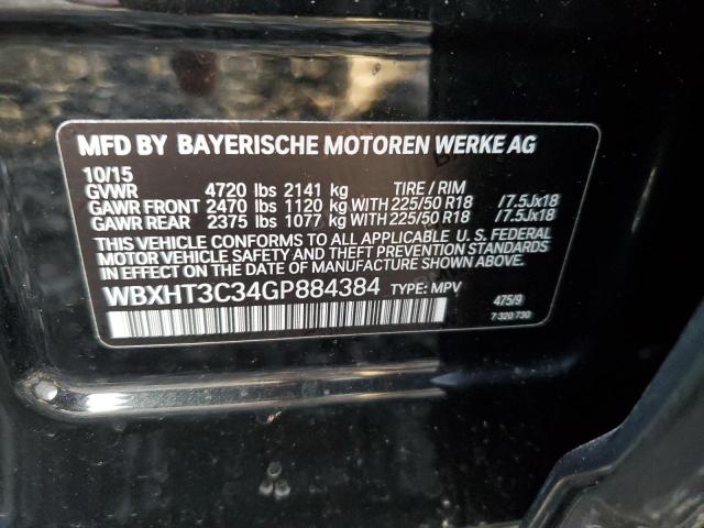 WBXHT3C34GP884384 - 2016 BMW X1 XDRIVE2 BLACK photo 10