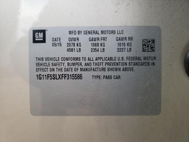 1G11F5SLXFF315586 - 2015 CHEVROLET MALIBU LTZ 米色 照片 10