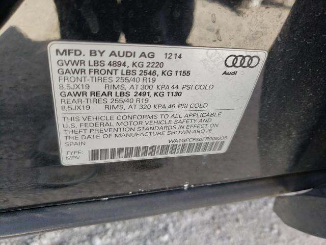 WA1GFCFS0FR009335 - 2015 AUDI Q3 PRESTIG BLACK photo 10