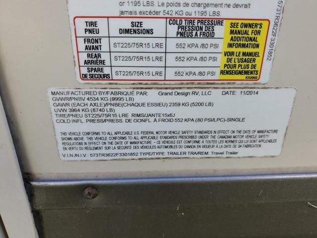 573TR3622F3301852 - 2015 GRAN REFLECTION TAN photo 10