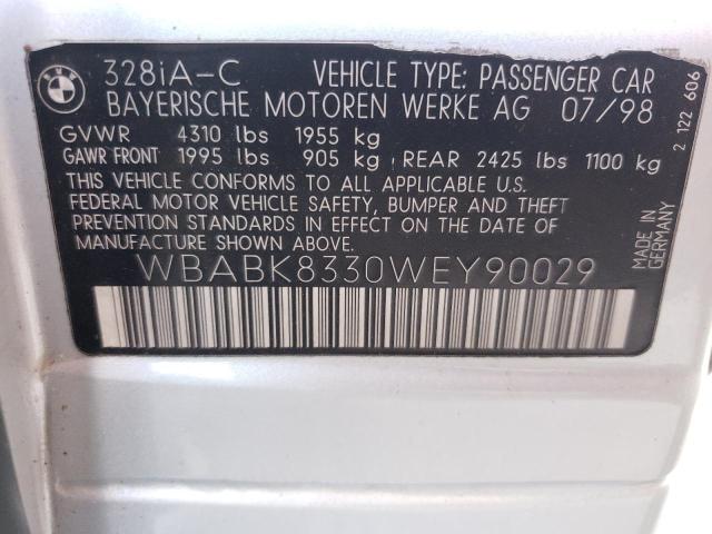 WBABK8330WEY90029 - 1998 BMW 328 IC AUT SILVER photo 10