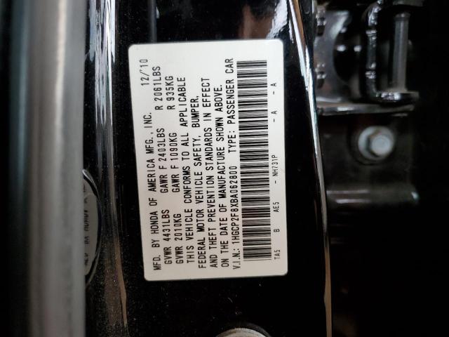 1HGCP2F8XBA062800 - 2011 HONDA ACCORD EXL BLACK photo 10