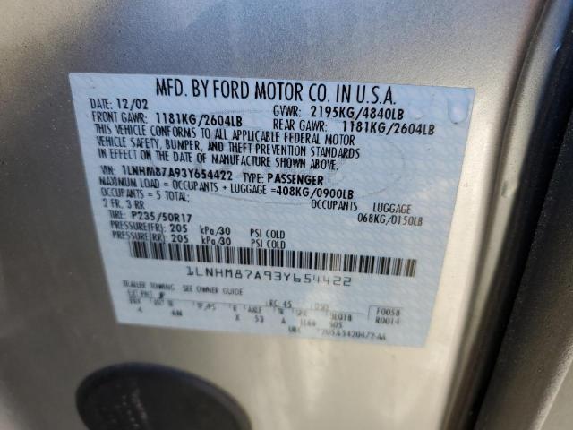 1LNHM87A93Y654422 - 2003 LINCOLN LS 银色 照片 10