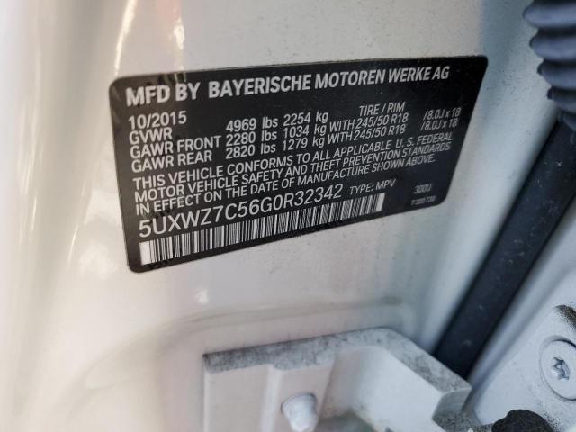 5UXWZ7C56G0R32342 - 2016 BMW X3 SDRIVE2 WHITE photo 10