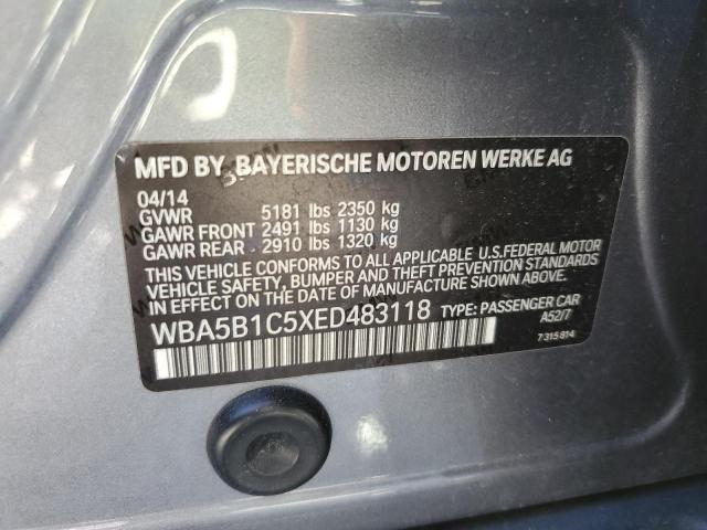 WBA5B1C5XED483118 - 2014 BMW 535 I GRAY photo 10