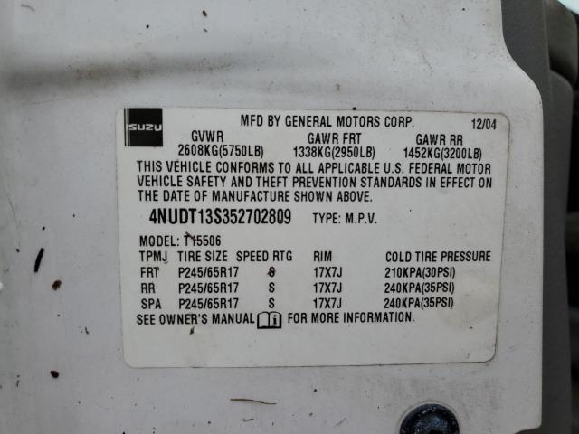 4NUDT13S352702809 - 2005 ISUZU ASCENDER S Ağ foto 10