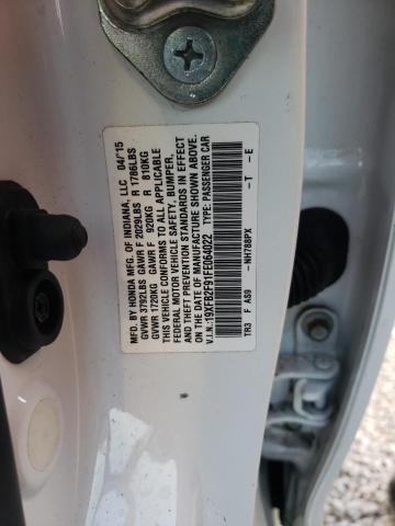 19XFB2F91FE064022 - 2015 HONDA CIVIC EXL Blanc photo 10