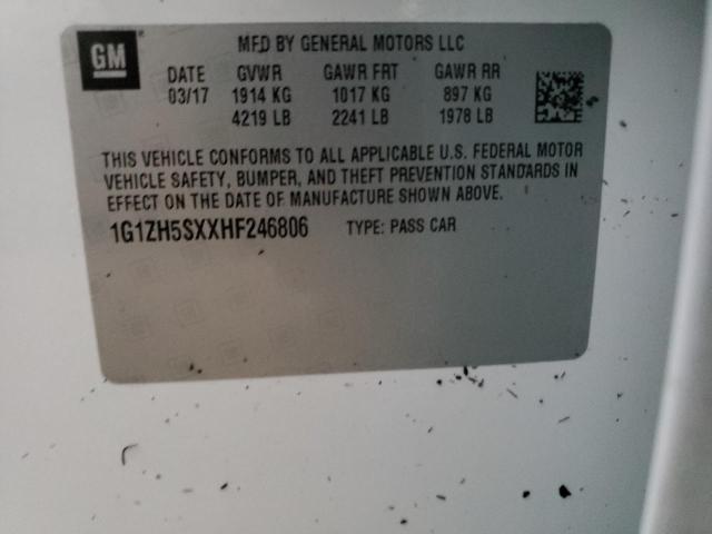 1G1ZH5SXXHF246806 - 2017 CHEVROLET MALIBU PRE 白色 照片 10