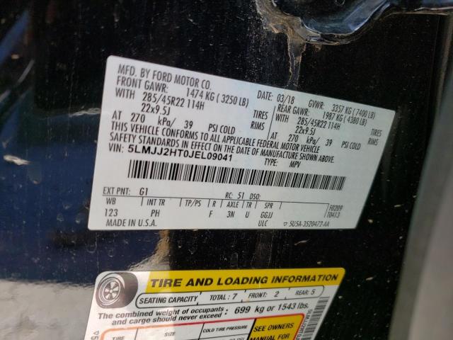 5LMJJ2HT0JEL09041 - 2018 LINCOLN NAVIGATOR 黑色 照片 10