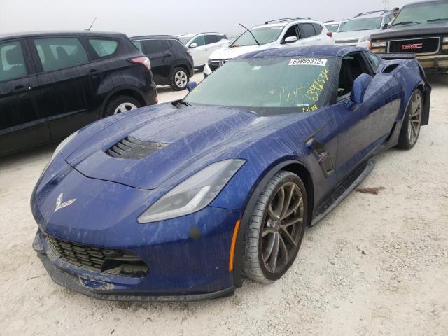 1G1YX2D79K5105605 - 2019 CHEVROLET CORVETTE G BLUE photo 2