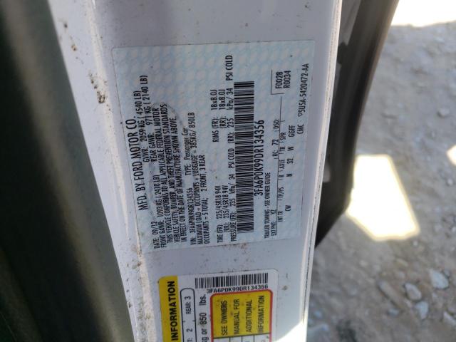 3FA6P0K99DR134356 - 2013 FORD FUSION TIT WHITE photo 10