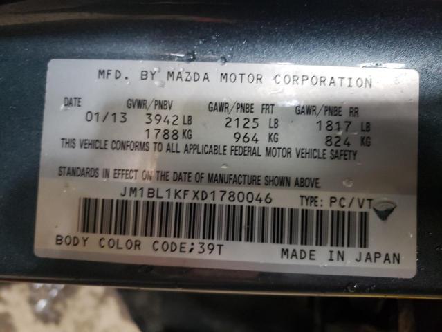 JM1BL1KFXD1780046 - 2013 MAZDA 3 I GRAY photo 10