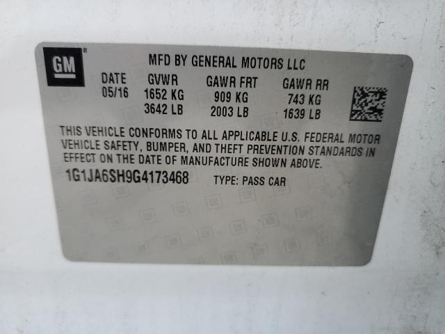 1G1JA6SH9G4173468 - 2016 CHEVROLET SONIC LS WHITE photo 12