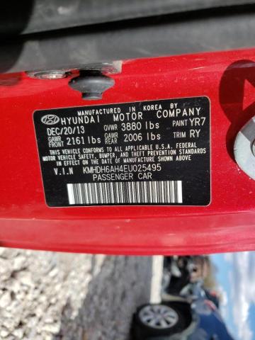 KMHDH6AH4EU025495 - 2014 HYUNDAI ELANTRA CO RED photo 10