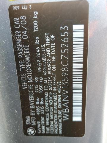 WBANV13598CZ52653 - 2008 BMW 528 XI GRAY photo 10