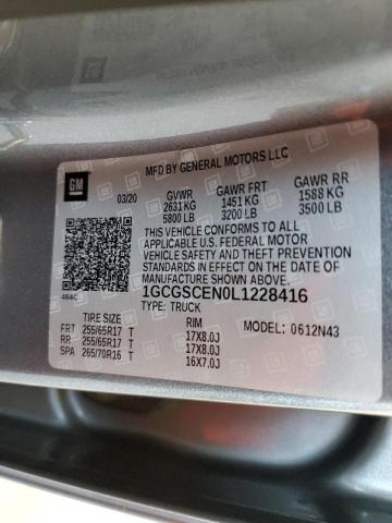 1GCGSCEN0L1228416 - 2020 CHEVROLET COLORADO L GRAY photo 10