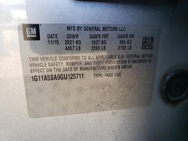 1G11A5SA9GU125711 - 2016 CHEVROLET MALIBU LIM Gümüş foto 10