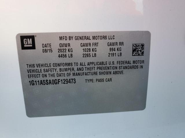 1G11A5SA0GF129473 - 2016 CHEVROLET MALIBU LIM Ağ foto 10