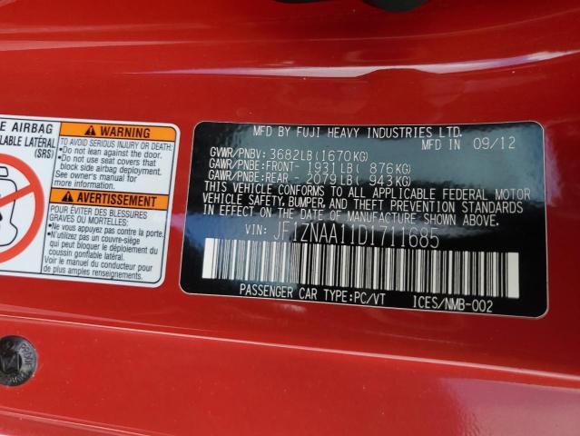 JF1ZNAA11D1711685 - 2013 TOYOTA SCION FR-S RED photo 10