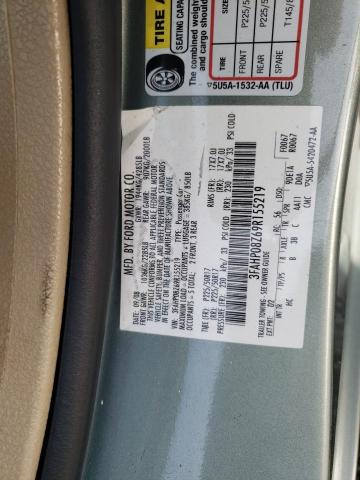 3FAHP08Z69R155219 - 2009 FORD FUSION SEL GREEN photo 10