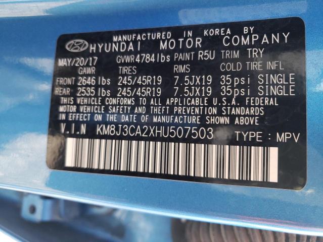 KM8J3CA2XHU507503 - 2017 HYUNDAI TUCSON LIM BLUE photo 10