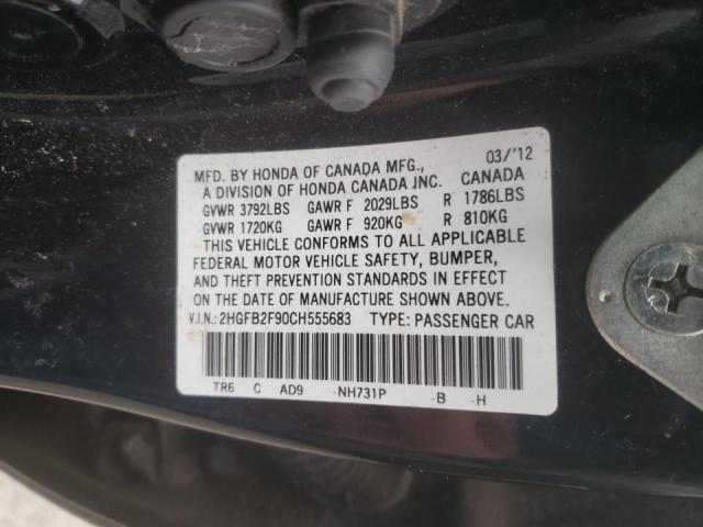 2HGFB2F90CH555683 - 2012 HONDA CIVIC EXL Qara foto 10