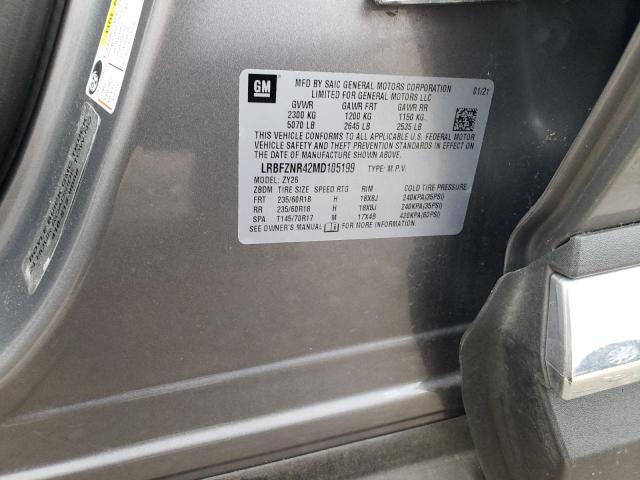 LRBFZNR42MD105199 - 2021 BUICK ENVISION E GRAY photo 10