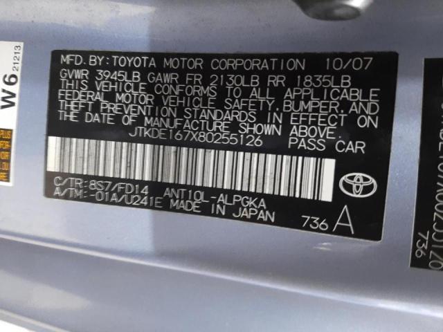 JTKDE167X80255126 - 2008 TOYOTA SCION TC 青色 照片 10