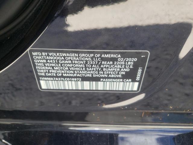 1VWMA7A37LC016972 - 2020 VOLKSWAGEN PASSAT R-L BLACK photo 10