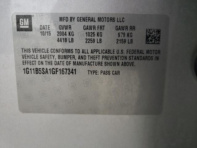 1G11B5SA1GF167341 - 2016 CHEVROLET MALIBU LIM 银色 照片 10