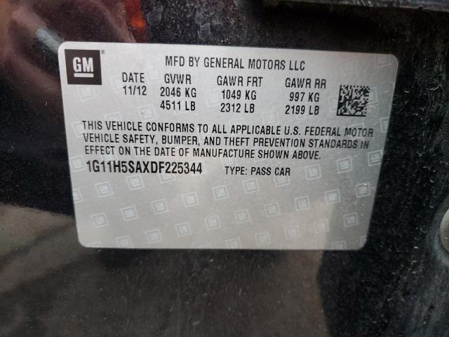 1G11H5SAXDF225344 - 2013 CHEVROLET MALIBU LTZ შავი ფოტო 10