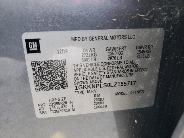 1GKKNPLS0LZ155717 - 2020 GMC ACADIA DEN GRAY photo 10