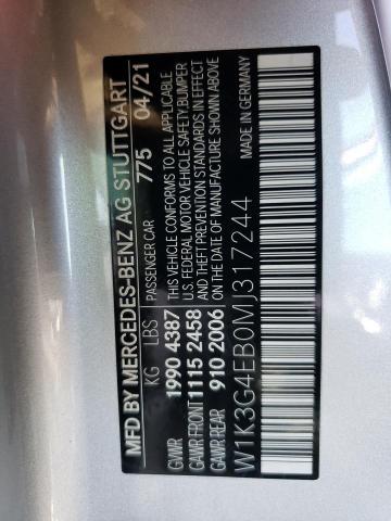 W1K3G4EB0MJ317244 - 2021 MERCEDES-BENZ A 220 SILVER photo 10