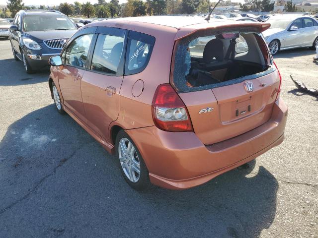 JHMGD37677S032911 - 2007 HONDA FIT S ORANGE photo 3