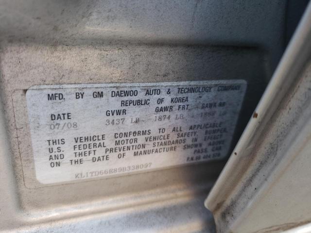 KL1TD66E89B338097 - 2009 CHEVROLET AVEO LS 银色 照片 10