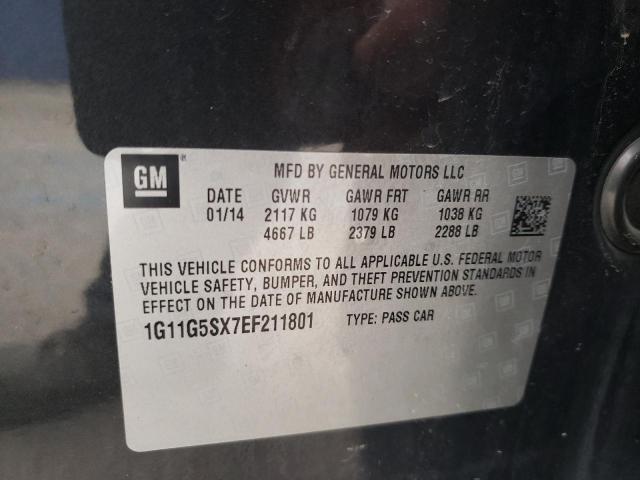 1G11G5SX7EF211801 - 2014 CHEVROLET MALIBU 3LT 黑色 照片 10