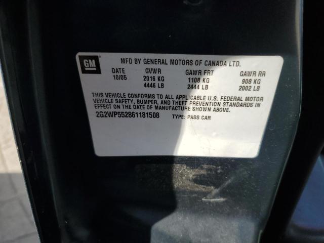 2G2WP552861181508 - 2006 PONTIAC GRAND PRIX ლურჯი ფოტო 10