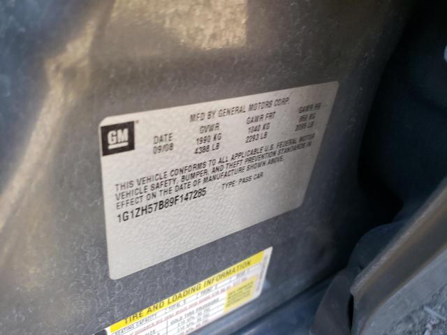 1G1ZH57B89F147285 - 2009 CHEVROLET MALIBU 1LT GRAY photo 10