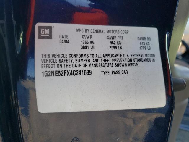 1G2NE52FX4C241689 - 2004 PONTIAC GRAND AM S BLUE photo 10