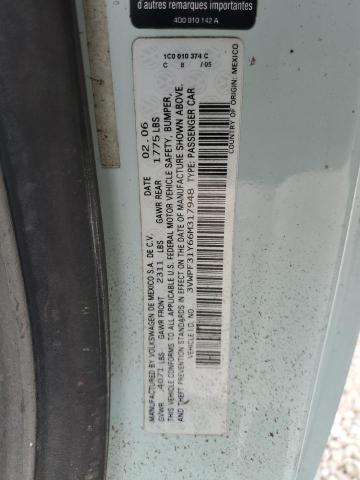 3VWPF31Y66M317948 - 2006 VOLKSWAGEN NEW BEETLE 蓝色 照片 12