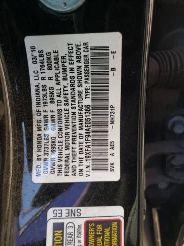19XFA1F94AE051366 - 2010 HONDA CIVIC EXL Qara foto 10