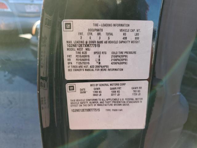 1G2NE12E7XM777515 - 1999 PONTIAC GRAND AM S BLACK photo 10