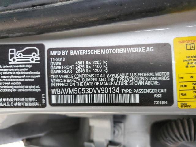 WBAVM5C53DVV90134 - 2013 BMW X1 XDRIVE3 SILVER photo 10