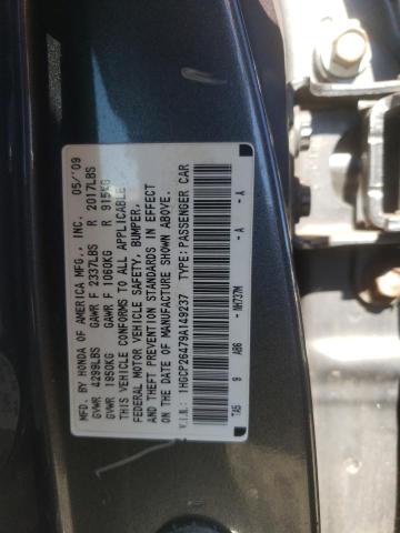 1HGCP26479A149237 - 2009 HONDA ACCORD LXP BLACK photo 10