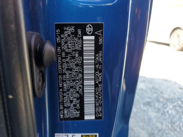 JTKJF5C78FJ011932 - 2015 TOYOTA SCION TC BLUE photo 10