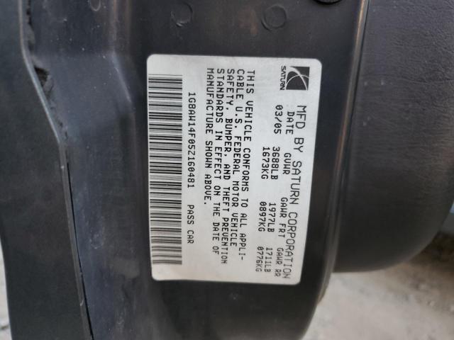1G8AW14F05Z160481 - 2005 SATURN ION LEVEL CHARCOAL photo 10