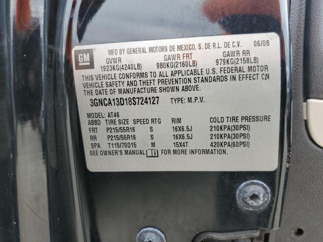 3GNCA13D18S724127 - 2008 CHEVROLET HHR LS BLACK photo 10