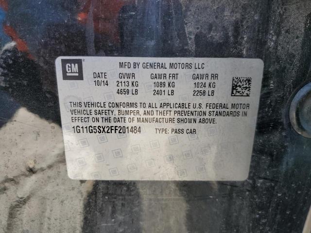 1G11G5SX2FF201484 - 2015 CHEVROLET MALIBU LTZ შავი ფოტო 10