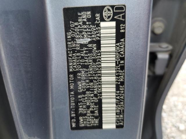 2T1KR32EX8C693945 - 2008 TOYOTA MATRIX BLUE photo 10