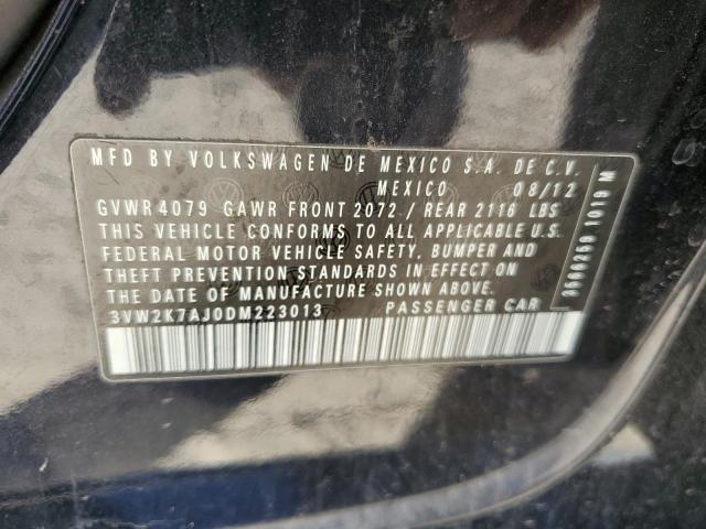 3VW2K7AJ0DM223013 - 2013 VOLKSWAGEN JETTA BASE BLACK photo 10